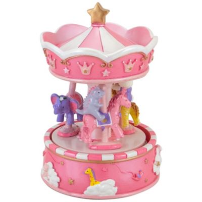 Northlight 6.5&quot; Children&#39;s Pink Rotating Sleepy Time Musical Carousel