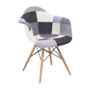 LeisureMod Willow Patchwork Fabric Eiffel Accent Chair - Patchwork