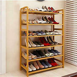 Inq Boutique High Quality 6 Tier Wood Bamboo Shelf Entryway Storage Shoe Rack Home Furniture