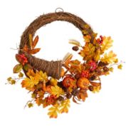 Nearly Natural 26"D Thanksgiving Party Decorative Autumn Artificial Cornucopia Fall Wreath