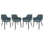 LeisureMod Markley Modern Leather Dining Arm Chair With Metal Legs Set of 4