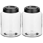 mDesign Small Kitchen Glass Canister, Airtight Metal Lid, 2 Pack