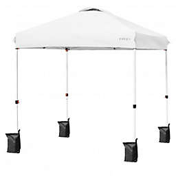 Costway 6.6 x 6.6 Feet Outdoor Pop Up Camping Canopy Tent with Roller Bag-White