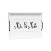 Elegant Designs Decorative Wood Serving Tray with Handles, 15.50" x 12", "Mr. & Mrs."