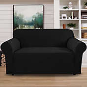 PRIMEBEAU 1 Piece Sofa Cover 2 Seater Soft Couch Cover(Loveseat 58"-72", Black)