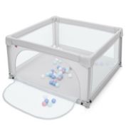 Gymax Baby Playpen Infant Large Safety Play Center Yard w/ 50 Ocean Balls