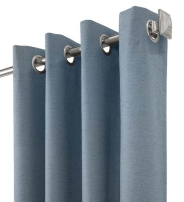 Plow & Hearth ThermaPlus Slubbed Blackout Curtains with Grommets, 63"L Pair - Blue