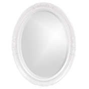 Homeroots Bed & Bath Oval Mirror In A Glossy White Wood Frame