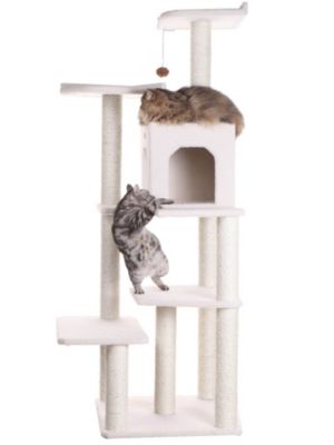 Armarkat 68-Inch Wooden Step Cat Tower Tree Condo Scratcher Kitten House - Ivory
