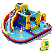 Slickblue 7-in-1 Inflatable Water Slide Water Park Kids Bounce Castle with 735W Air Blower