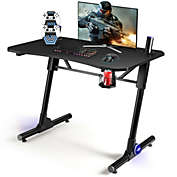 Slickblue 43.5 Inch Height Adjustable Gaming Desk with Blue LED Lights
