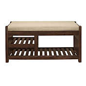 Lazzara Home Hakea Dark Walnut Wood Storage Bench with Cushion