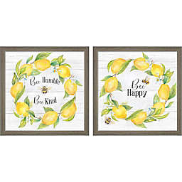 Great Art Now Lemons & Bees Sentiment by Cynthia Coulter 13-Inch x 13-Inch Framed Wall Art (Set of 2)