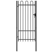 Home Life Boutique Fence Gate Single Door with Arched Top Steel 39.4"x78.7" Black