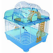 YML H1010 Clear Plastic Dwarf Hamster, Mice Cage with Ball on Top, Blue