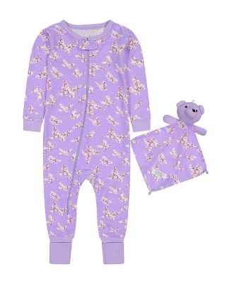 Sleep On It Infant Girls Butterfly Blossom Zip-Front Coverall Pajama