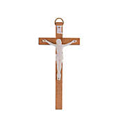 Prime Selection Products 20cm Wall Hanging Wood Crucifix - Wooden Latin Cross with White Corpus