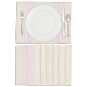 Farmlyn Creek Set of 6 Placemats 13 x 17 in, Beige Pink Striped Washable Place Mats for Kitchen & Dining Table Decoration