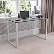 Emma + Oliver Industrial Modern Desk-47"L Commercial Grade Home Office Desk-Rustic Gray/White