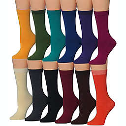 Tipi Toe, Women's 12-Pairs Lightweight Solid Colored Crew Socks WC13-AB