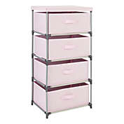 Juvale Pink 4 Drawer Dresser, Fabric Clothes Storage Stand for Bedroom, Nursery, Closet Organizer
