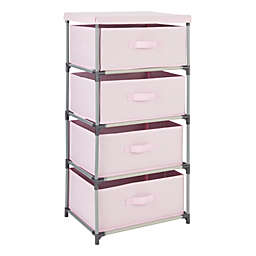 Juvale Pink 4 Drawer Dresser, Fabric Clothes Storage Stand for Bedroom, Nursery, Closet Organizer