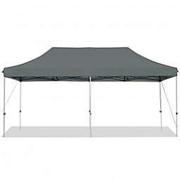 Costway 10 x 20 Feet Adjustable Folding Heavy Duty Sun Shelter with Carrying Bag-Gray