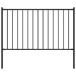 Home Life Boutique Fence Panel with Posts Powder-coated Steel 5.6'x2.5' Black