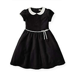 Hope & Henry Girls' Peter Pan Collar Dress (Black Velvet, 18-24 Months)