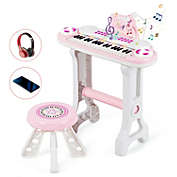 Slickblue 37-key Kids Electronic Piano Keyboard Playset-Pink