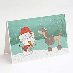 Caroline's Treasures Chocolate Poodle Snowman Christmas Greeting Cards and Envelopes Pack of 8 7 x 5
