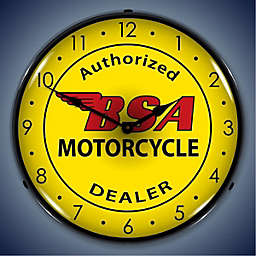 Collectable Sign & Clock   BSA Motorcycle LED Wall Clock Retro/Vintage, Lighted - Great For Garage, Bar, Mancave, Gym, Office etc 14 Inches