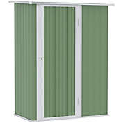 Outsunny 5&#39; x 3&#39; Outdoor Storage Shed Store Patio Furniture with Lockable Door for Yard Tools and Accessories, Green