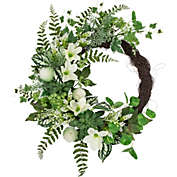 Northlight Hellebores and Ivy Artificial Spring Floral Wreath, 24-Inch