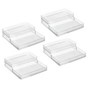 mDesign Plastic Kitchen Tiered Food Storage Shelves, 2 Levels, 4 Pack Clear