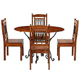 vidaXL Dining Table Set 5 Piece Solid Acacia Wood with Sheesham Finish