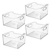 mDesign Plastic Bathroom Vanity Storage Organizer Bin, Handles, 4 Pack