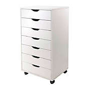 Contemporary Home Living 35.25" White Hallifax Wooden High Cabinet for Closet with Casters