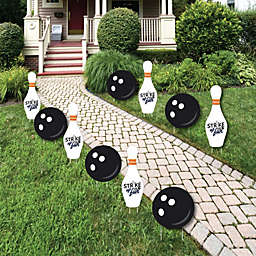 Big Dot of Happiness Strike Up the Fun - Bowling - Bowling Pins & Ball Lawn Decor - Outdoor Birthday Party or Baby Shower Yard Decorations - 10 Piece