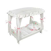 Badger Basket Co. Baby Toy White Rose Doll Canopy Bed