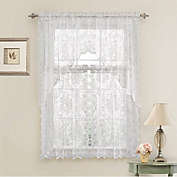 Infinity Merch White Country Chic Floral Kitchen Curtain Tier & Swag Valance Set