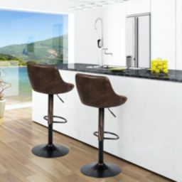 Costway Set of 2 Adjustable Bar Stools with Backrest and Footrest
