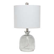Elegant Designs Textured Glass Table Lamp with Fabric Drum Shade - Gray