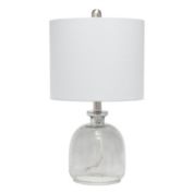 Elegant Designs Textured Glass Table Lamp with Fabric Drum Shade - Gray
