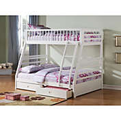 ACME Wooden Twin Full Bunk Bed with Drawers, White- Saltoro Sherpi