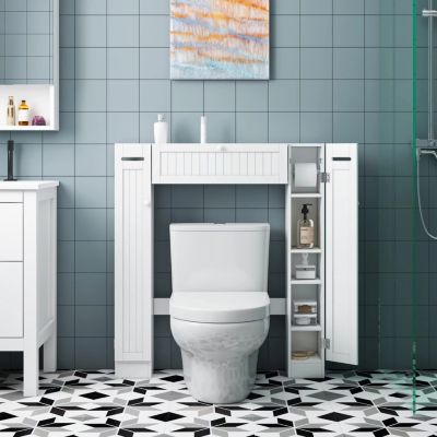 Homfa Over-The-Toilet Storage Cabinet with 2 Side Doors White