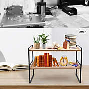 Kitcheniva 2-Tier Wooden Stand Organizer Desktop Bookshelf