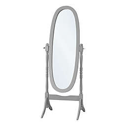 Contemporary Home Living 4.75' Gray Oval Wooden Framed Free Standing Mirror