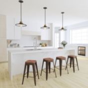 Merrick Lane Brooklyn 24 Inch Tall Stackable Green Metal Bar Counter Stool With Textured Elm Wood Seat In Set Of 4