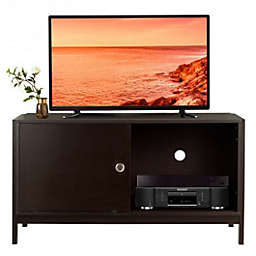 Costway TV Stand Modern Entertainment Cabinet with Sliding Doors-Coffee